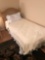 Single wicker headboard with frame and mattress and box spring