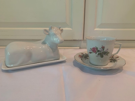tea cup / saucer and butter dish