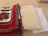 2 blankets and 1 Christmas Afghan