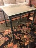 Heavy green metal table With glass top