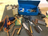 Glue gun, spatulas, wood burning, with carrying box, etc