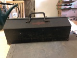 Metal tool box with sockets, etc