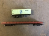 Seattain box car and flat car