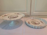 Porcelain cake plate with dish