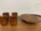 Wooden bowl / 4 wooden cups