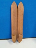 2 Decorative Wooden Candle Holders