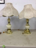 Two beautiful brass lamps with shades