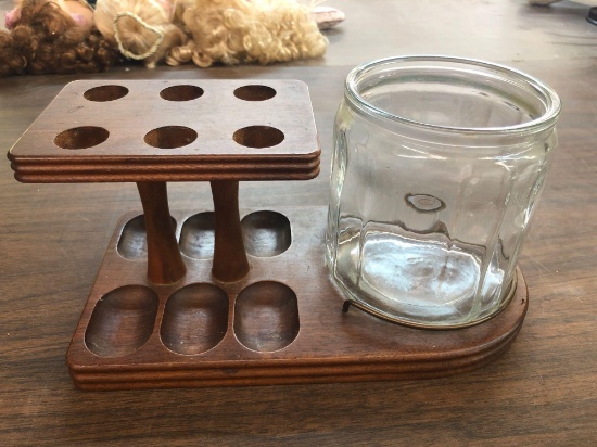 Decatur pipe stand with tobacco jar (missing lid)
