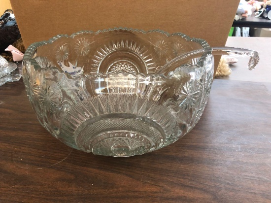 Beautiful Glass Punch bowl with glass ladle