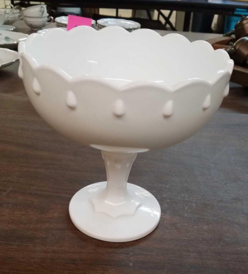 White Glass Pedestal Bowl