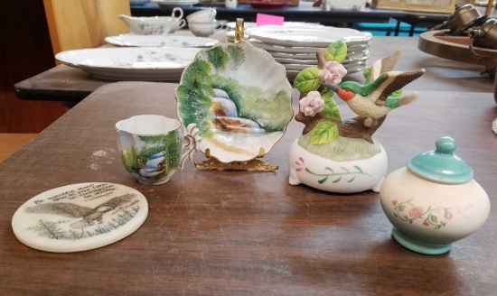 Cup, Saucer, Coaster, Container, and Music Box