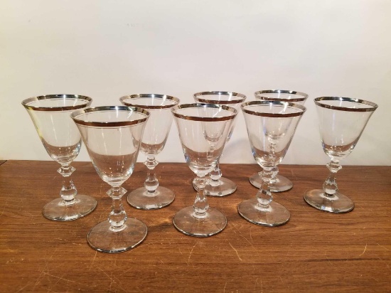 8 Glasses- silver rim
