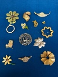 14 beautiful vintage pins