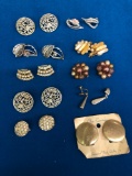 10 pairs of vintage clip on earrings