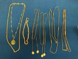 6 good tone vintage necklaces