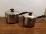 2 Revere Ware metal Pots with Lids