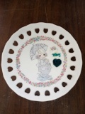 2 Precious Moments plates, 1 Lamb, and 1 Tin with handles and lid