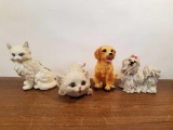 2 Dog Figurines and 2 Cat Figurines