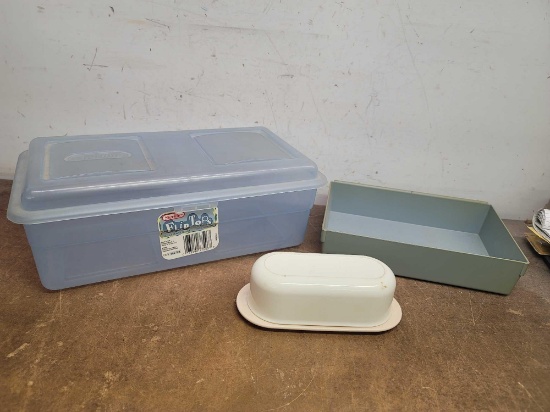 Sterilite Storage Container, Butter Dish, and Rubber Maid Container