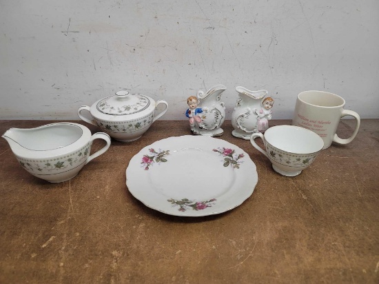 Coffee Cup, Teacup, Plate, Sugar and Creaner