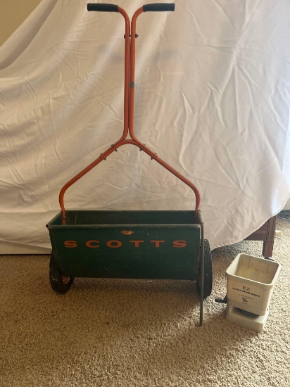 Vintage Metal Scotts Seed Spreader with Wheels / EZ Handspeader