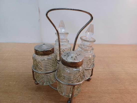 Salt and Pepper, Oil and Vinegar with Caddy