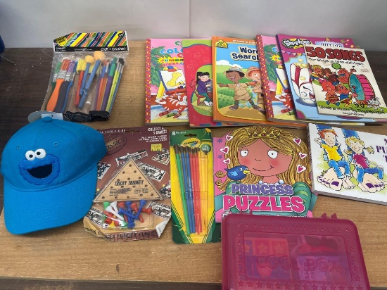 Coloring Books, Paint Brushes, Cookie Monster Hat, Kids Books