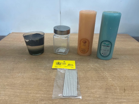 2 New Candles, New Mold Sealer , Glass Jar with Lid, Etc