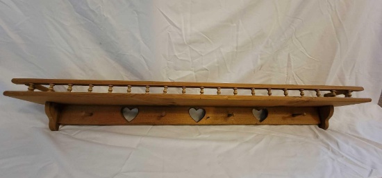 Wooden Heart Shelf/Coat Rack