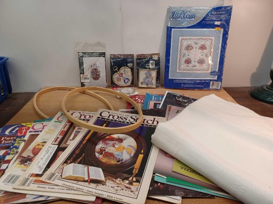 2 Wooden Cross Stitch Hoops, Magazines, Patterns, Books, Etc.