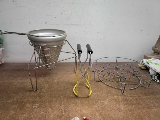 Canning Rack, Jar Lifter, and Strainer and Stand Set