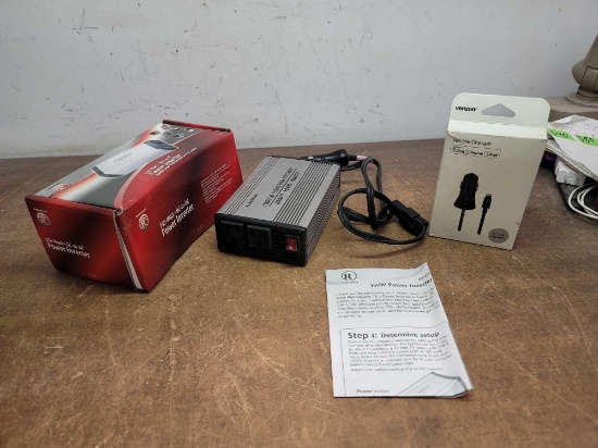 Radio Shack 12V DC to 115V AC Power Inverter and One 5V Vehicle Iphone Charger