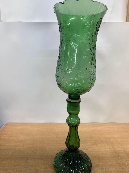 2 Pc Green Glass Vase
