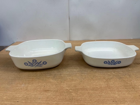 2 Corning Ware Blue Corn Flower Casserole Dish