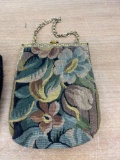 1 Black Clutch Purse / 1 Flower Clutch Purse with Straps