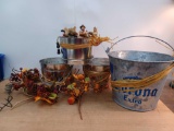 7 Inch Corona Bucket, 3 4.75 Inch Buckets with Fall Decorations