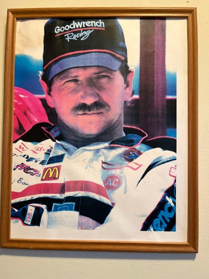 Wooden Framed Dale Earnhardt Picture No Glass in Frame