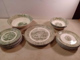 Currier and Ives Green Dinnerware