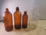 3 Clorox Bottles and Half Gallon Clear Glasd Bottle