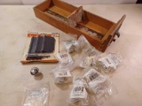 Vintage Card Index Drawer, Gate House 3.5 Inch Hinges, 9 Gate House Knobs