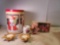 Christmas Tin, Candles, and Ornament