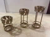 3 Gold Colored Candle Holders