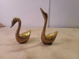 2 Brass Colored Swans