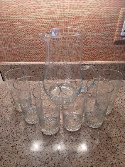 Pitcher and 7 Glasses