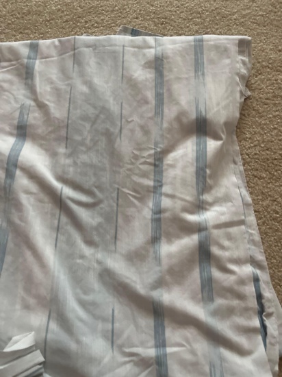 Blue and White Striped King Fitted, Flat Sheets / 1 Pillow Case
