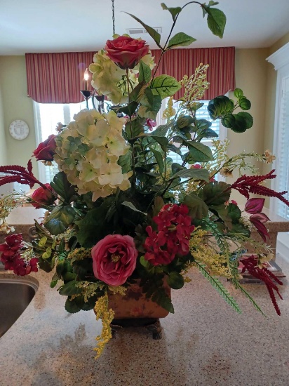 Artificial Arrangement in Tin Floral Container