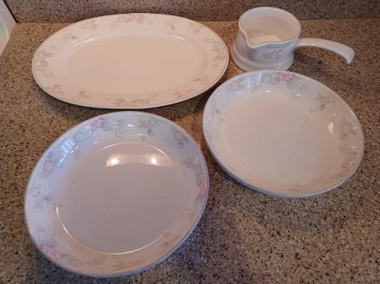Pfaltzgraff Wyndham Platter, 2 Serving Dishes, and Gravy Boat