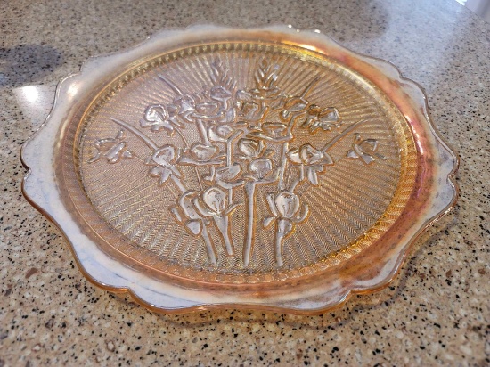 Carnival Glass Cake Plate