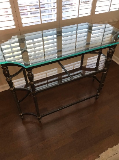 Metal Frame Glass Top Table