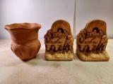 Terracotta Pot and Ceramic Book Ends